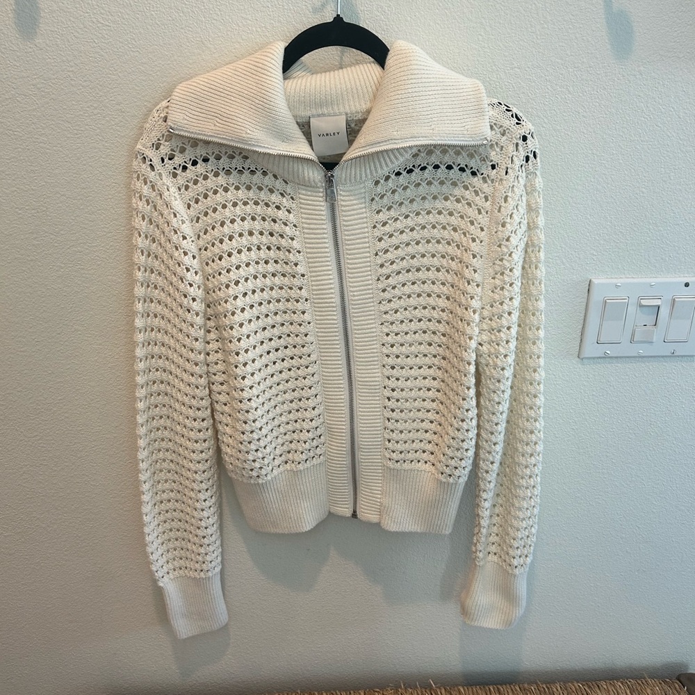 Varley Eloise Cream Knit Zip-Up Sweater - Picture 2 of 6